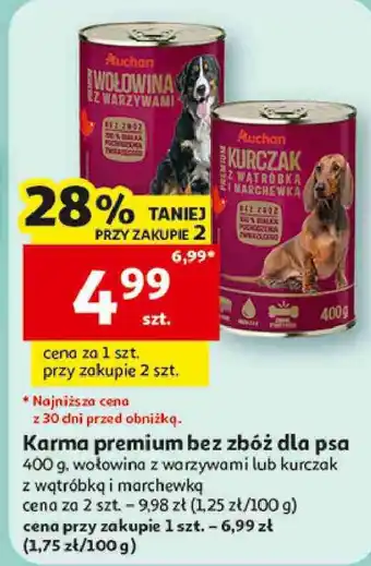 Karma premium bez zbóż dla psa Auchan