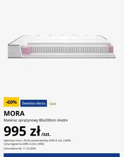 JYSK Mora Materac sprężynowy 80x200cm średni oferta