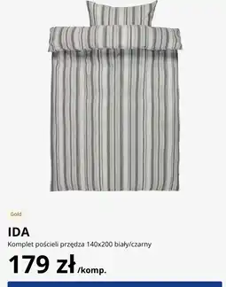 JYSK IDA Komplet pościeli przędza 140x200 biały/czarny oferta