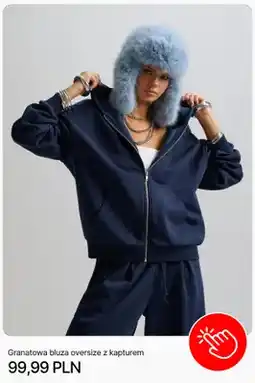 Cropp Granatowa bluza oversize z kapturem Cropp oferta