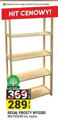 Merkury Market Regał prosty wysoki 80x165x30 cm Natural Wood oferta