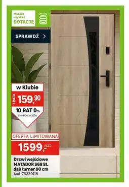 Leroy Merlin Drzwi wejściowe Matador S68 Bl dąb turner 90 cm oferta