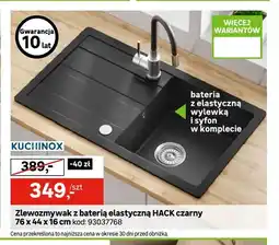 Leroy Merlin Zlewozmywak z baterią elastyczną Hack czarny 76x44x16 cm Kuchinox oferta