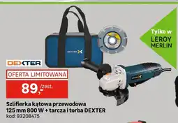 Leroy Merlin Szlifierka kątowa przewodowa 125 mm + tarcza i torba Dexter oferta