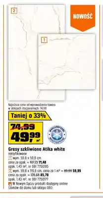 OBI Gresy szkliwione Atika white rektyfikowane 59,8x119,8 cm oferta