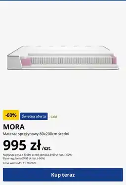 JYSK Materac sprężynowy Mora 80x200 cm średni oferta
