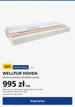 JYSK Materac piankowy Wellpur Hovda 80x200 cm twardy oferta