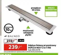 Leroy Merlin Odpływ liniowy prysznicowy Duplex Next 2 w 1 700 Balneo oferta