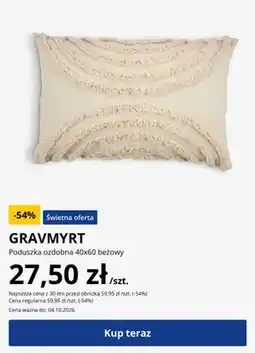 JYSK Poduszka ozdobna Gravmyrt 40x60 cm beżowy oferta