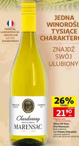 Auchan Wino IGP Pays D'oc Marensac białe wytrawne oferta