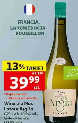 Auchan Wino bio Mas Latour Argila Viognier oferta