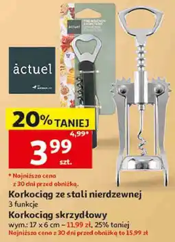 Auchan actuel Korkociąg ze stali nierdzewnej lub Korkociąg skrzydłowy oferta