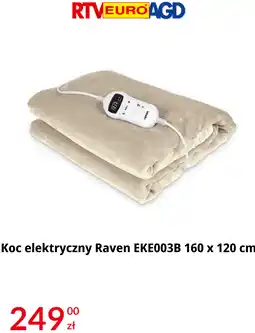 RTV EURO AGD Koc elektryczny Raven EKE003B 160 x 120 cm oferta