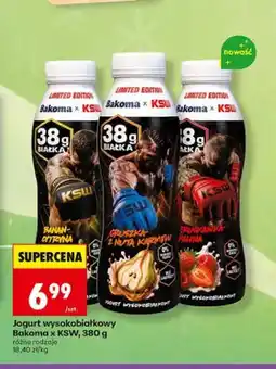 Biedronka Jogurt wysokobiałkowy Bakoma x KSW truskawka-malina oferta