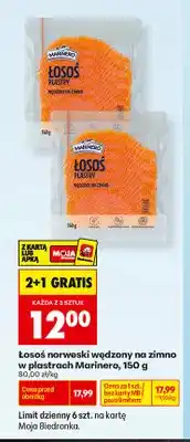 Biedronka Łosoś norweski wędzony na zimno w plastrach Marinero oferta