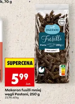 Biedronka Makaron fusilli mniej węgli Pastani oferta
