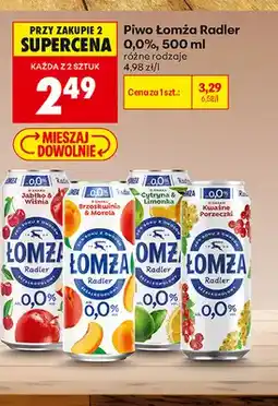 Biedronka Piwo bezalkoholowe Łomża Radler brzoskwinia & morela oferta