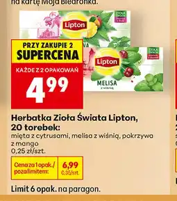 Biedronka Herbatka Zioła Świata Lipton melisa z wiśnią oferta