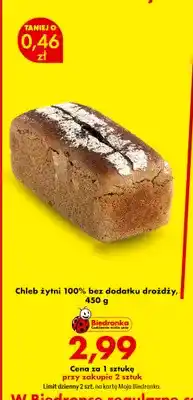 Biedronka Chleb żytni 100% bez dodatku drożdży oferta