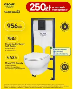Castorama Zestaw stelaż podtynkowy Wc Solido przycisk czarny Grohe i miska Wc Cavally GoodHome oferta