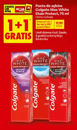 Biedronka Pasta do zębów Colgate Max White Stain Protect oferta