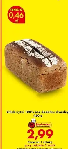 Biedronka Chleb żytni bez dodatku drożdży oferta
