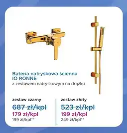 Blu Bateria natryskowa ścienna IO Ronne z zestawem natryskowym na drążku zestaw czarny oferta