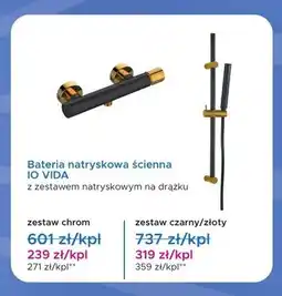 Blu Bateria natryskowa ścienna IO Vida z zestawem natryskowym na drążku zestaw czarny/złoty oferta