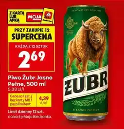 Biedronka Piwo Żubr Jasne Pełne, 500 ml oferta