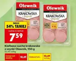 Biedronka Kiełbasa sucha krakowska z szynki Olewnik 150 g oferta