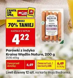 Biedronka Parówki z indyka Kraina Wędlin Nature, 200 g oferta