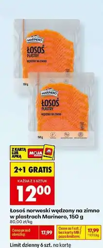 Biedronka Łosoś norweski wędzony na zimno w plastrach Marinero, 150 g oferta