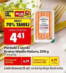 Biedronka Parówki z szynki Kraina Wedlin Nature 250 g oferta