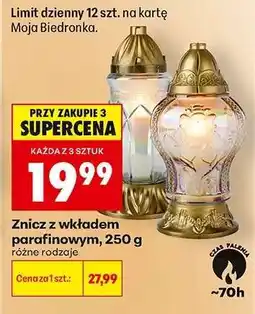 Biedronka Znicz z wkładem parafinowym, 250 g oferta