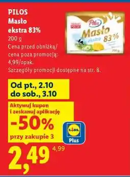 Lidl PILOS Masło ekstra 83% oferta