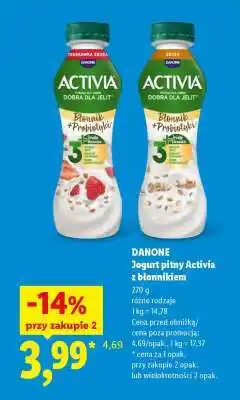 Lidl Danone Jogurt pitny Activia z błonnikiem oferta