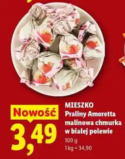 Lidl MIESZKO Praliny Amoretta malinowa chmurka w białej polewie oferta