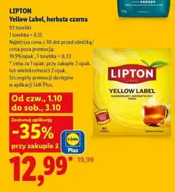 Lidl LIPTON YELLOW LABEL Herbata czarna oferta