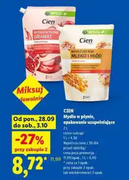Lidl Cien Mydło w płynie, opakowanie uzupełniające oferta