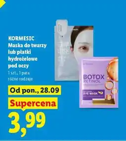 Lidl KORMESIC Maska do twarzy lub płatki hydrożelowe pod oczy oferta