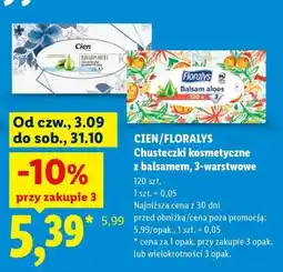 Lidl CIEN/FLORALYS Chusteczki kosmetyczne z balsamem, 3-warstwowe oferta
