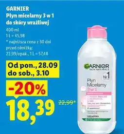 Lidl GARNIER Płyn micelarny 3 w 1 do skóry wrażliwej oferta