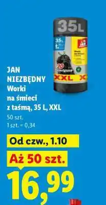 Lidl JAN NIEZBĘDNY Worki na śmieci z taśmą, 35 L, XXL oferta