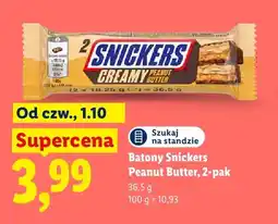Lidl Batony Snickers Creamy Peanut Butter 2-pak oferta