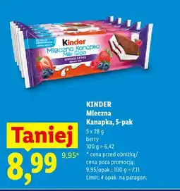 Lidl Kinder Mleczna Kanapka berry 5-pak oferta