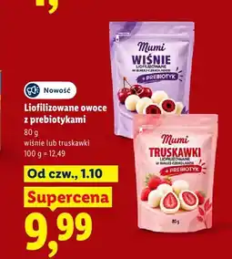 Lidl Liofilizowane owoce z prebiotykami wiśnie w białej czekoladzie Mumi oferta