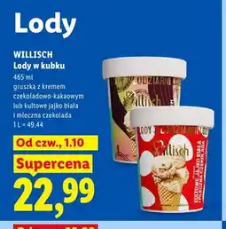 Lidl Lody w kubku kultowe jajko biała i mleczna czekolada Willisch oferta