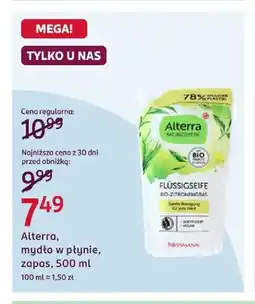 Rossmann Mydło w płynie zapas Alterra oferta