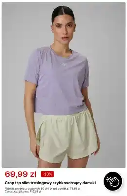 Crop top slim treningowy szybkoschnący damski 4F