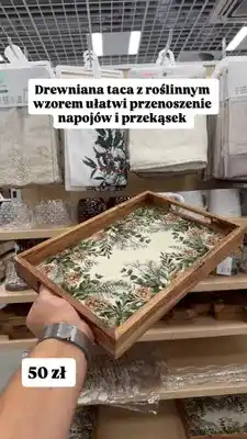Pepco Drewniana taca z roślinnym wzorem Pepco oferta